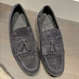 Tod's Black Suede Tassel Loafers